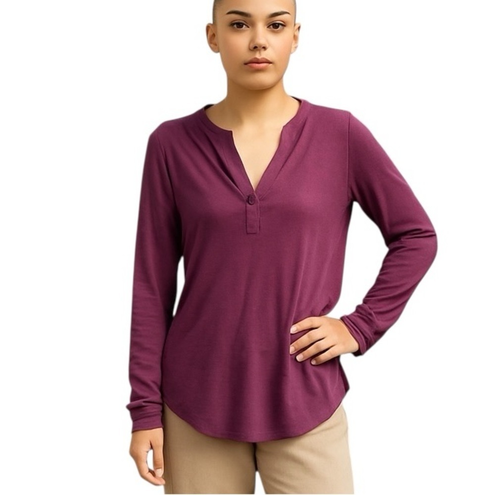 Velvet by Graham & Spencer Relaxed Long Sleeve Purple Blouse XS